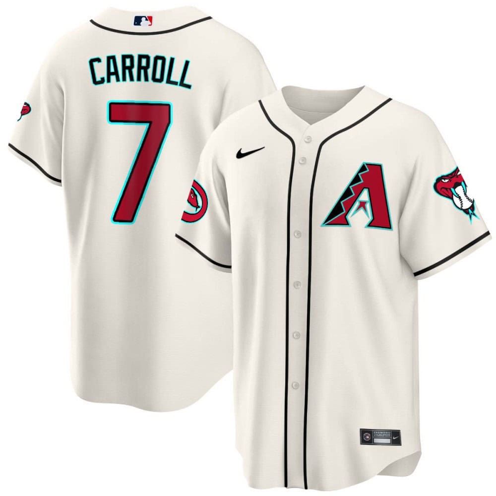 Men Arizona Diamondback #7 Carroll Cream 2024 Nike Cool Base MLB Jersey